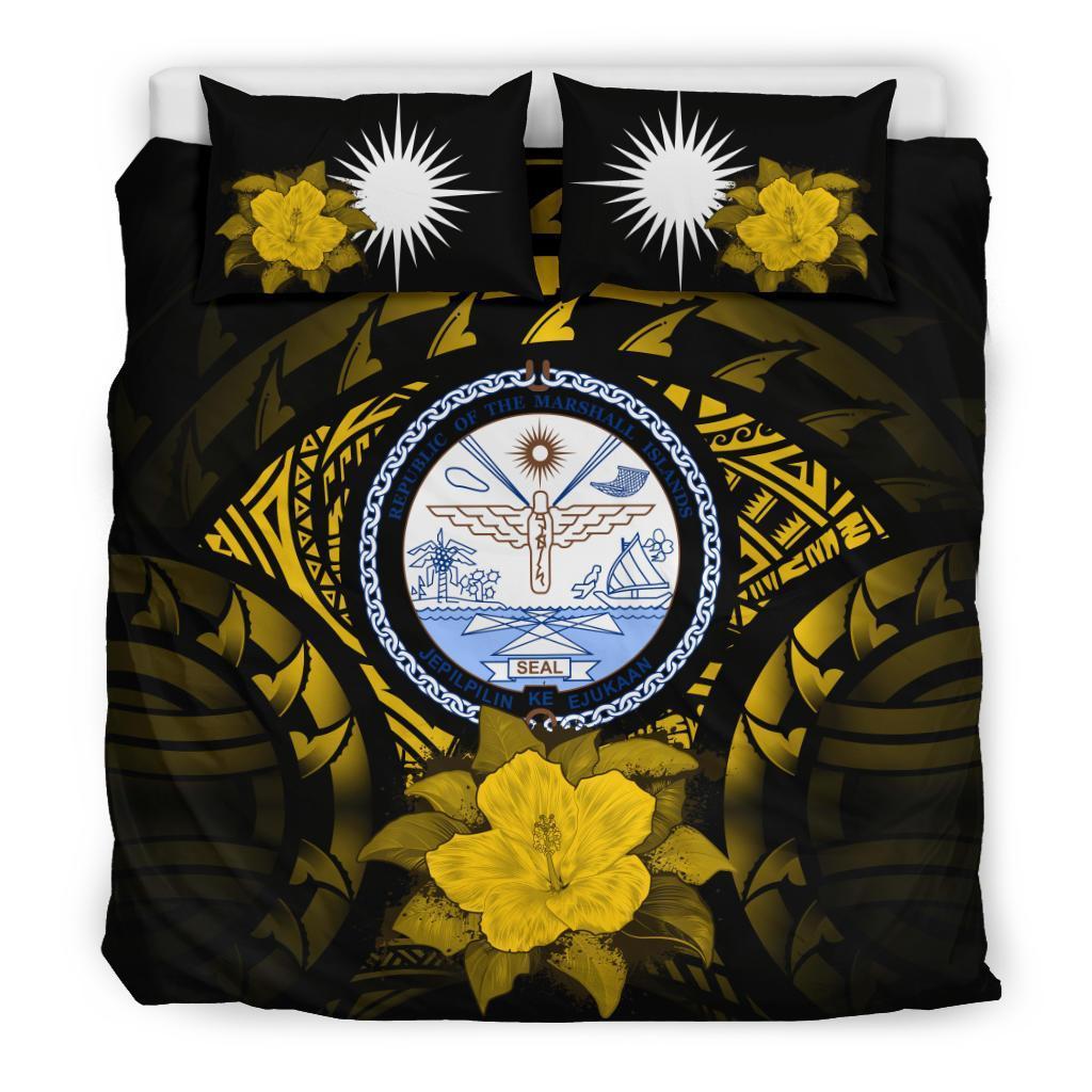 Marshall Islands Yellow Hibiscus Bedding Set - Vibe Hoodie Shop