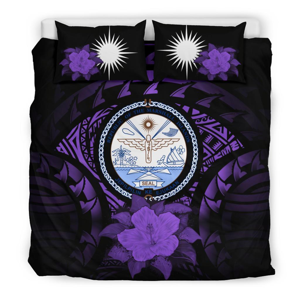 Marshall Islands Purple Hibiscus Bedding Set - Vibe Hoodie Shop