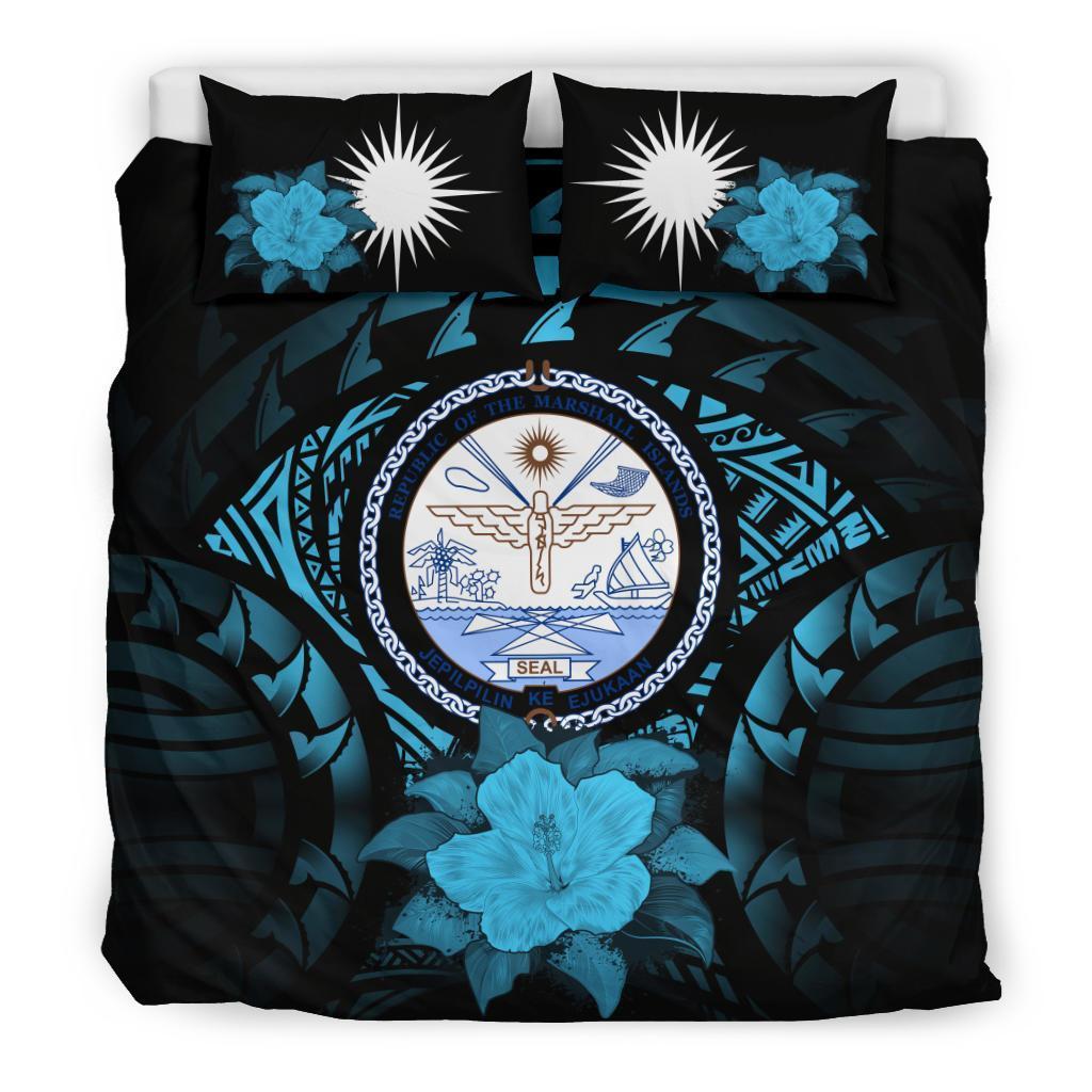 Marshall Islands Blue Hibiscus Bedding Set - Vibe Hoodie Shop