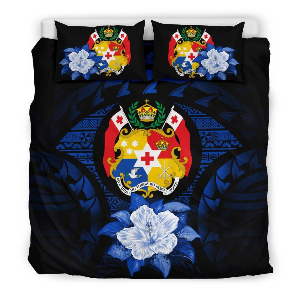 Tonga Dark Blue Hibiscus Bedding Set - Vibe Hoodie Shop