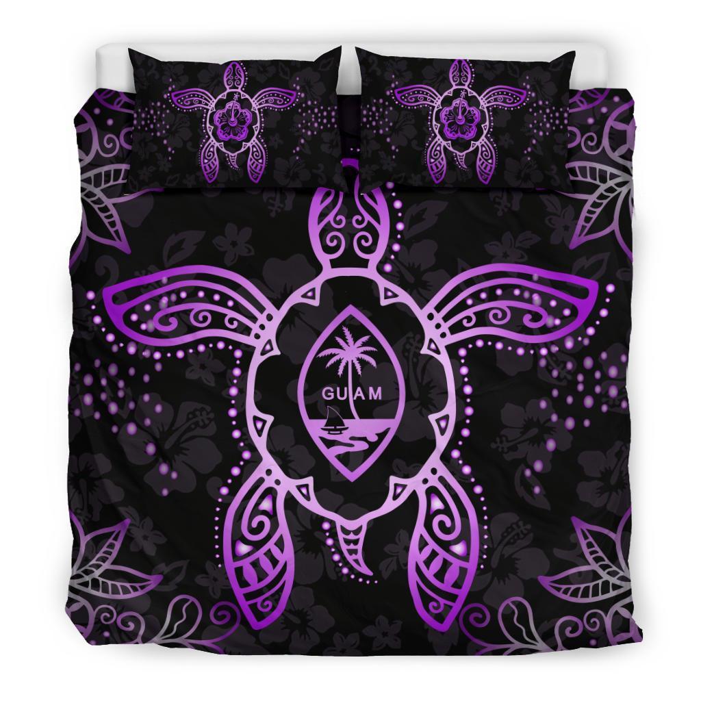 Guam Bedding Set - Turtle Hibiscus Violet - Vibe Hoodie Shop