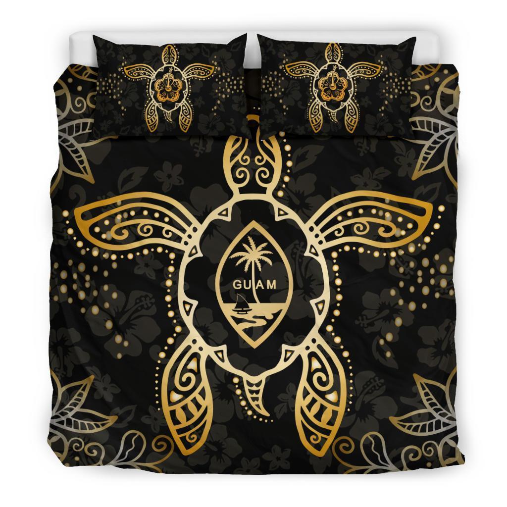 Guam Bedding Set - Turtle Hibiscus Gold - Vibe Hoodie Shop