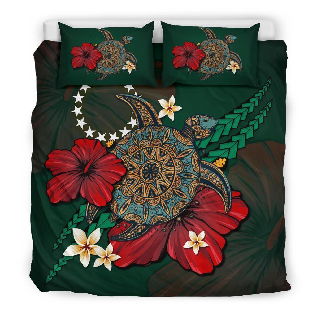 Cook Islands Bedding Set - Green Turtle Tribal - Vibe Hoodie Shop