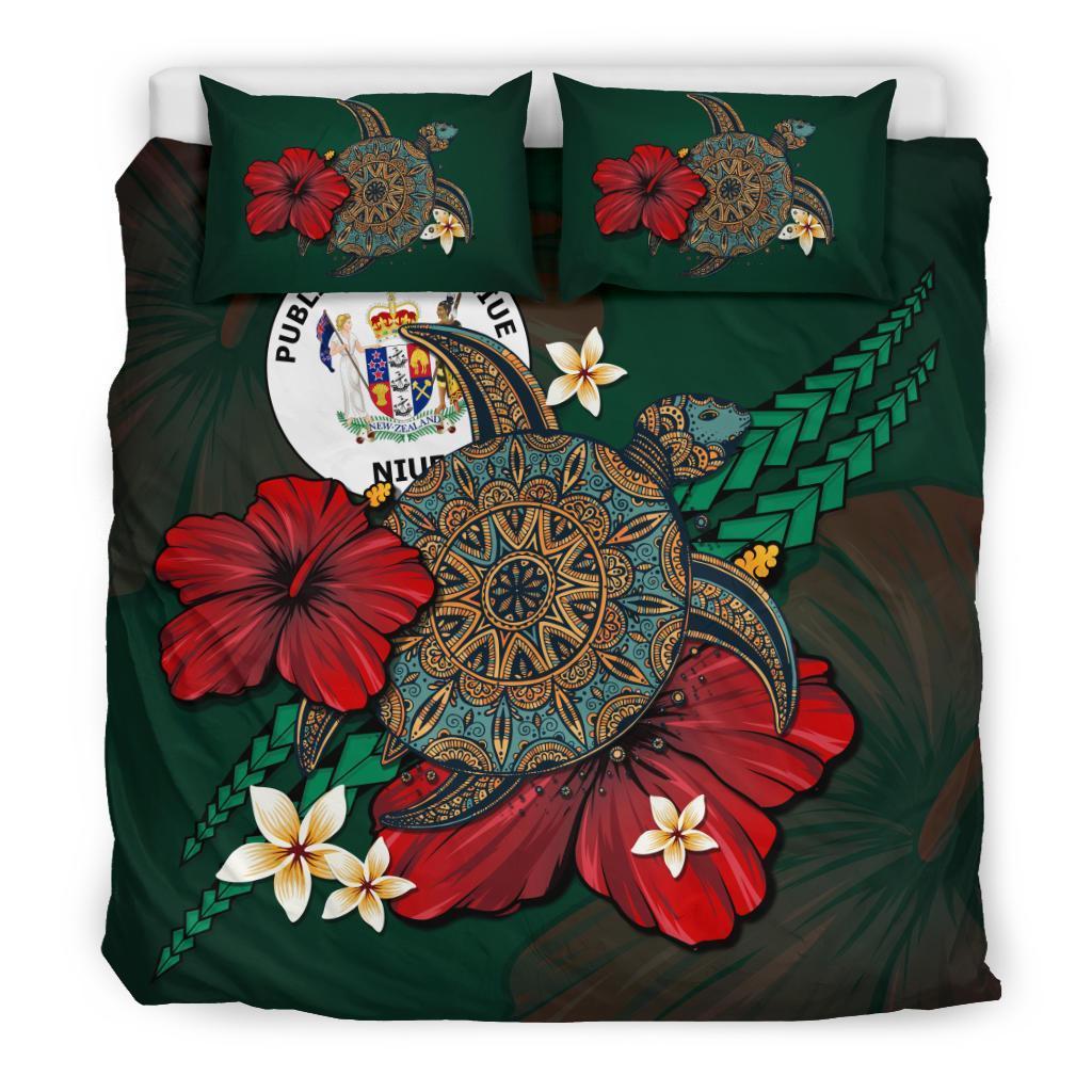 Niue Bedding Set - Green Turtle Tribal - Vibe Hoodie Shop