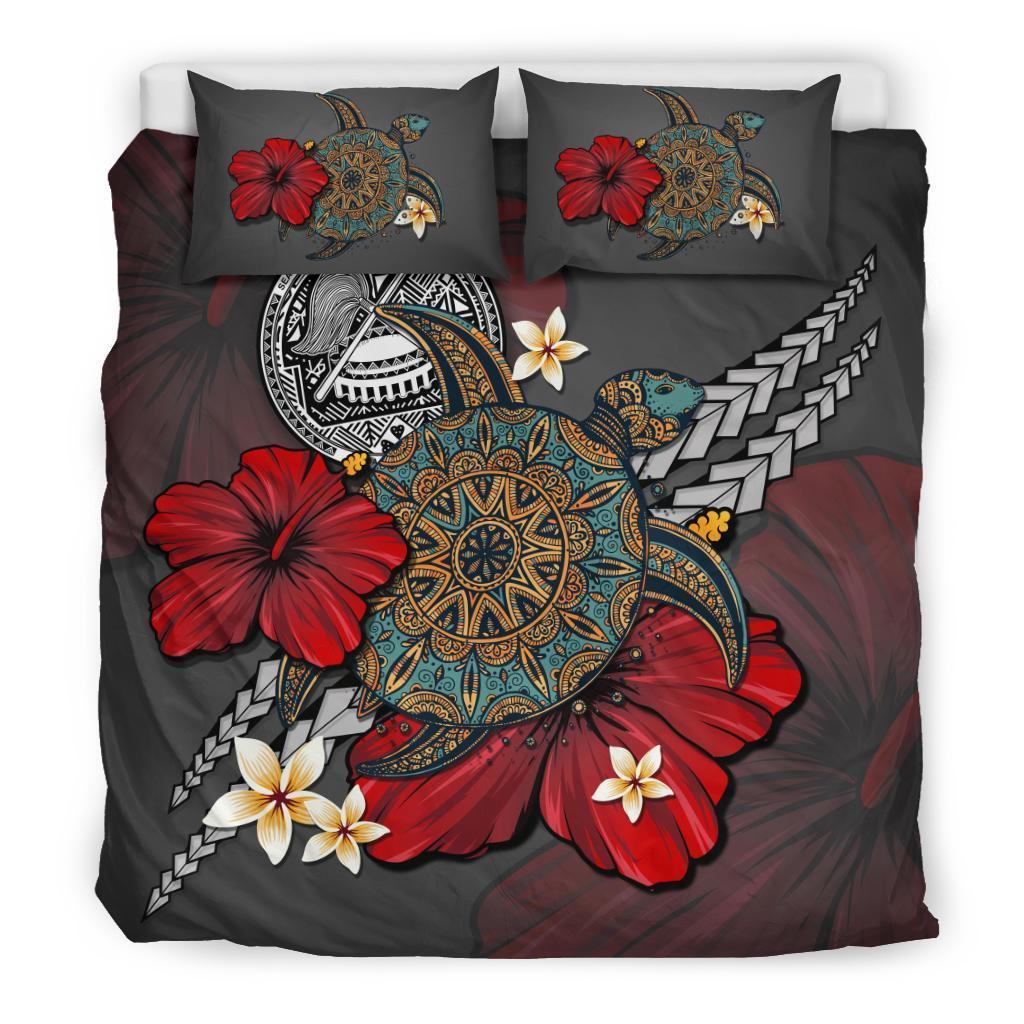 American Samoa Bedding Set - Gray Turtle Tribal - Vibe Hoodie Shop