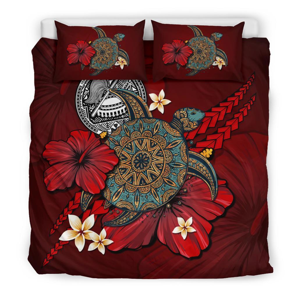 American Samoa Bedding Set - Red Turtle Tribal - Vibe Hoodie Shop