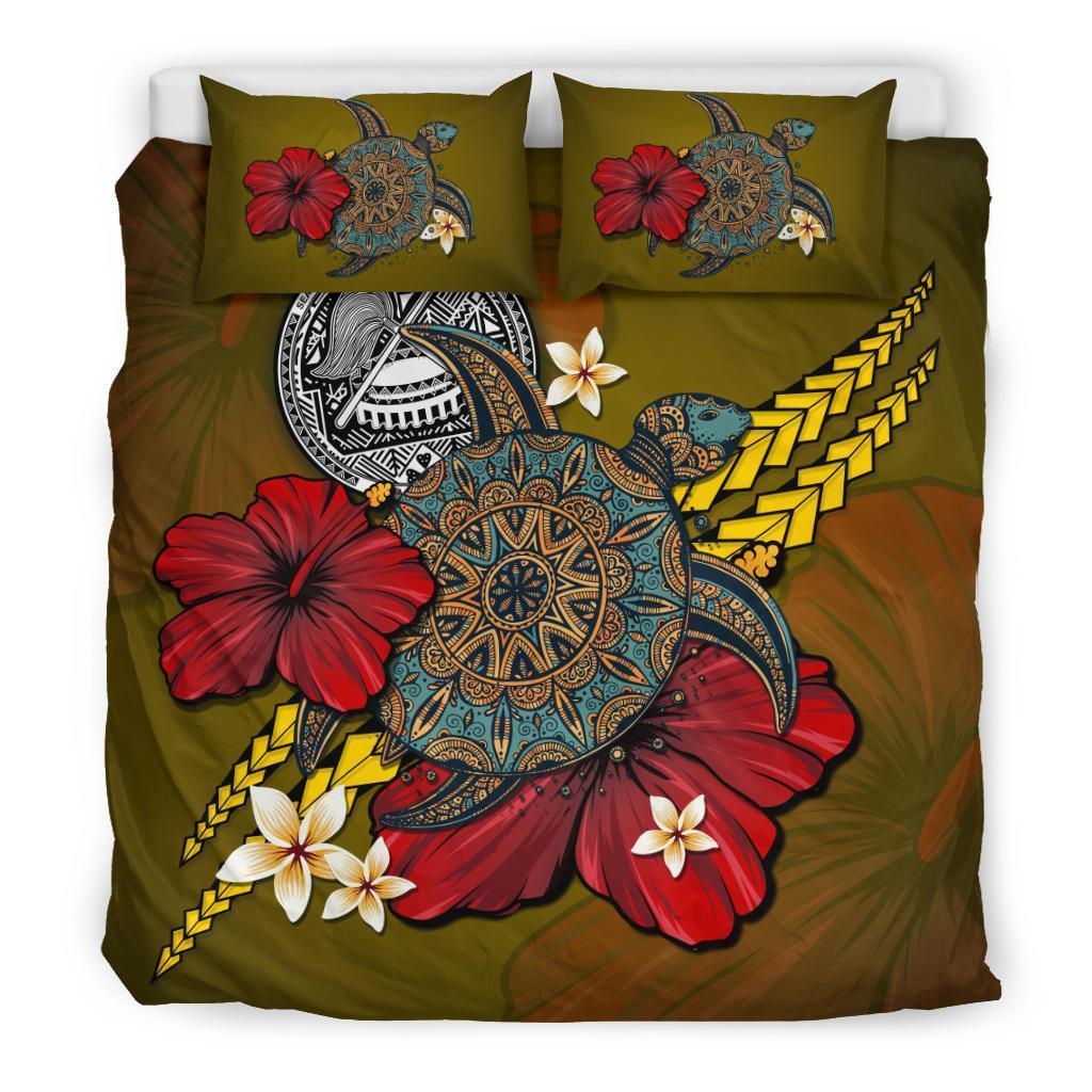 American Samoa Bedding Set - Yellow Turtle Tribal - Vibe Hoodie Shop