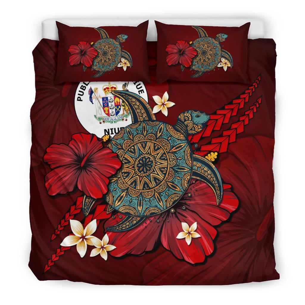 Niue Bedding Set - Red Turtle Tribal - Vibe Hoodie Shop