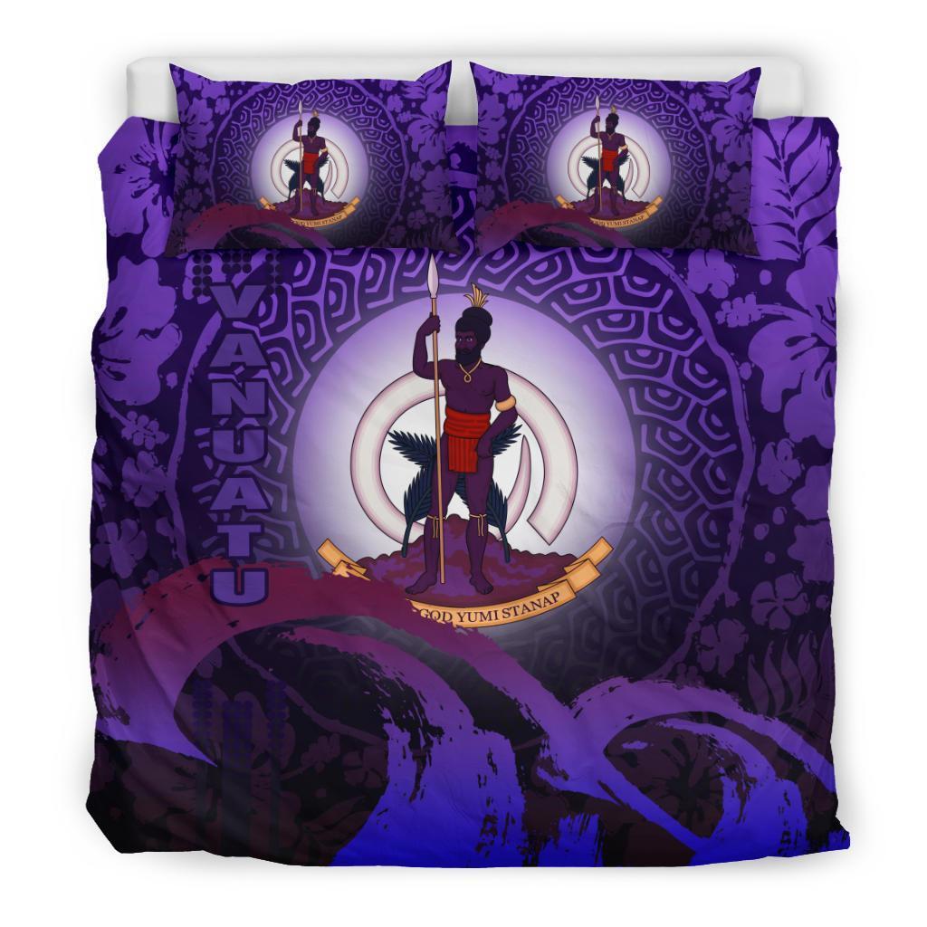 Vanuatu Bedding Set - Wave And Hibiscus Purple - Vibe Hoodie Shop