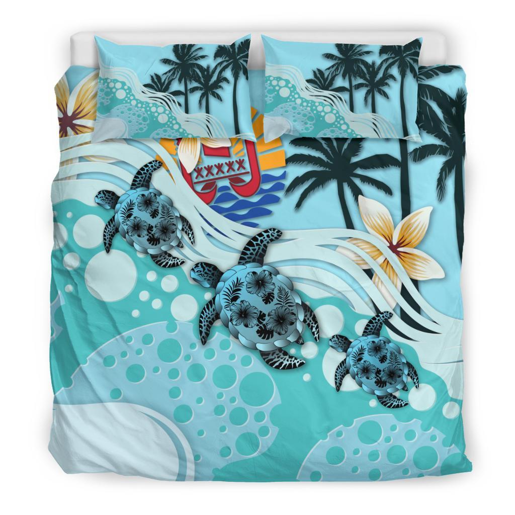 Tahiti Bedding Set - Blue Turtle Hibiscus - Vibe Hoodie Shop