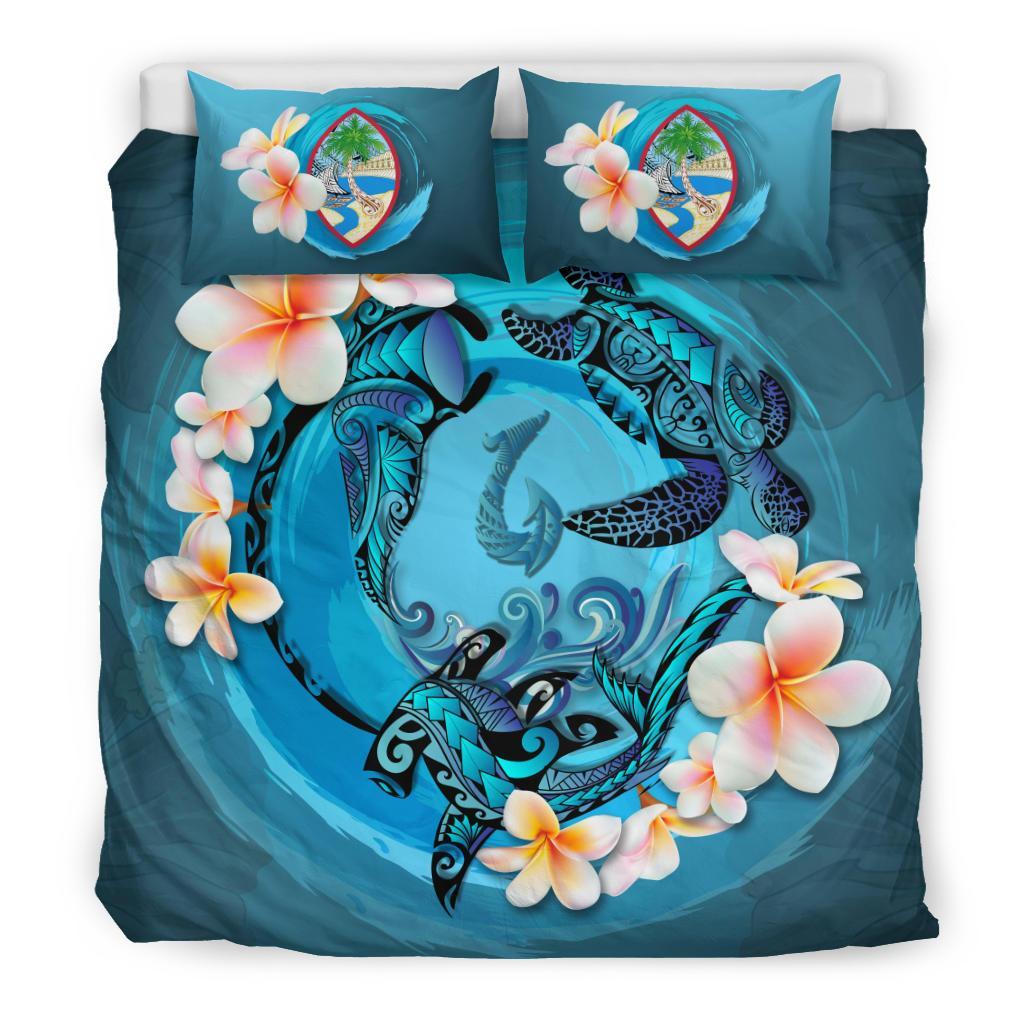 Guam Bedding Set - Blue Plumeria Animal Tattoo - Vibe Hoodie Shop