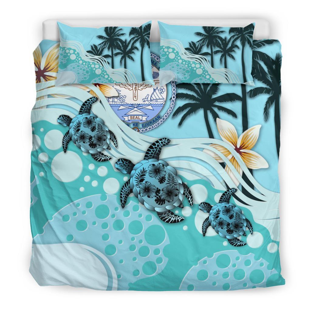 Marshall Islands Bedding Set - Blue Turtle Hibiscus - Vibe Hoodie Shop