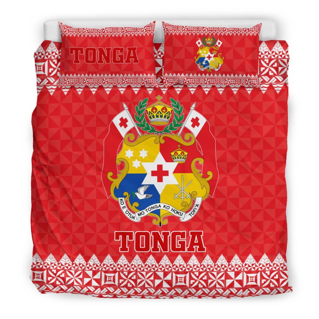 Tonga Coat Of Arms Bedding Set - Red Version - Vibe Hoodie Shop