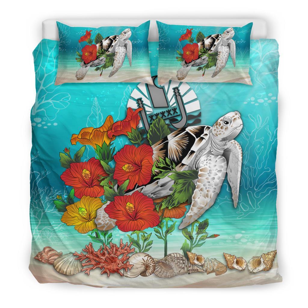 Tahiti Bedding Set - Ocean Turtle Hibiscus - Vibe Hoodie Shop