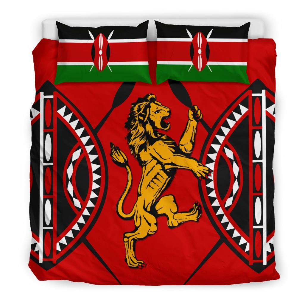 Kenya Rugby Lion Bedding Set Maasai Shield - Vibe Hoodie Shop