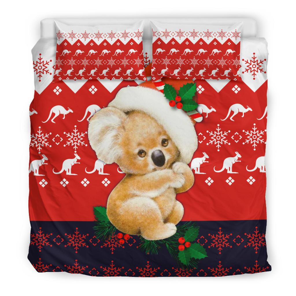 Christmas Bedding Sets - Koala Bed Kangaroo Symbol Snowflakes Sets - Vibe Hoodie Shop