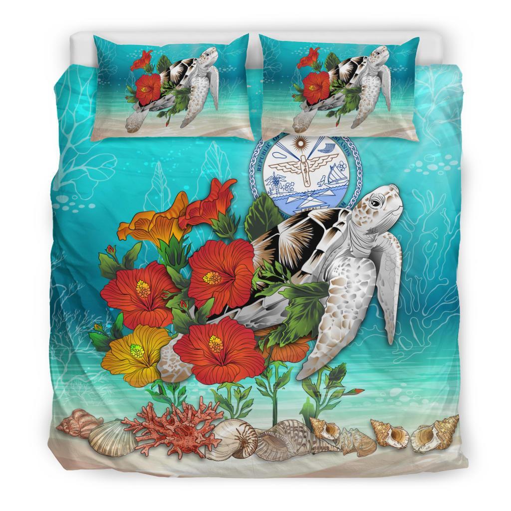 Marshall Islands Bedding Set - Ocean Turtle Hibiscus - Vibe Hoodie Shop