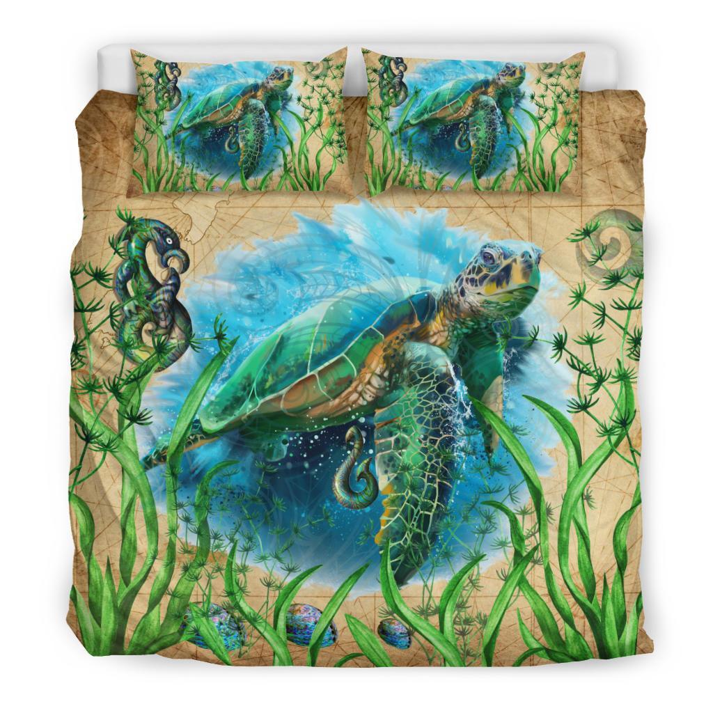 New Zealand Bedding Set Turtle Manaia Maori Vintage - Vibe Hoodie Shop