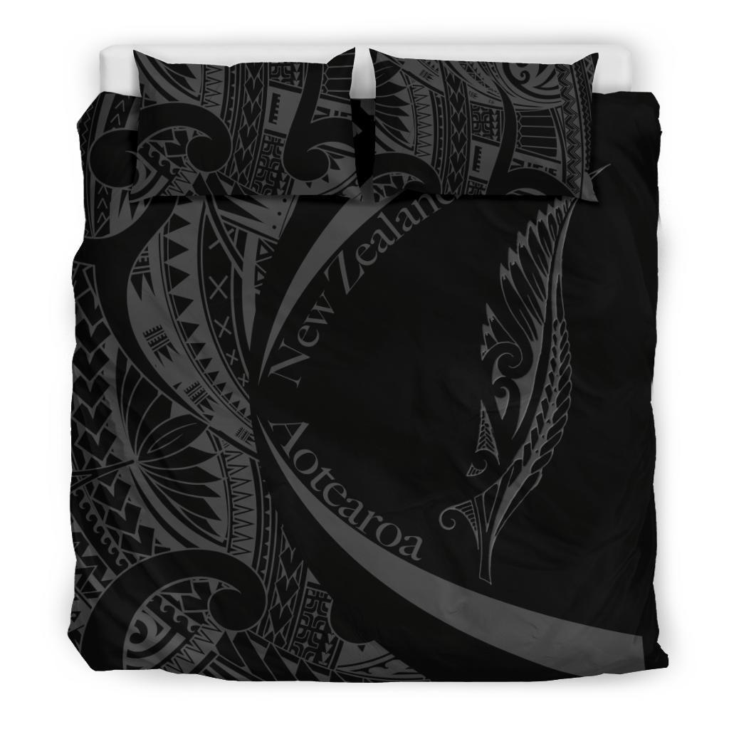 New Zealand Silver Fern Bedding Set Maori Tattoo Circle Style - Vibe Hoodie Shop