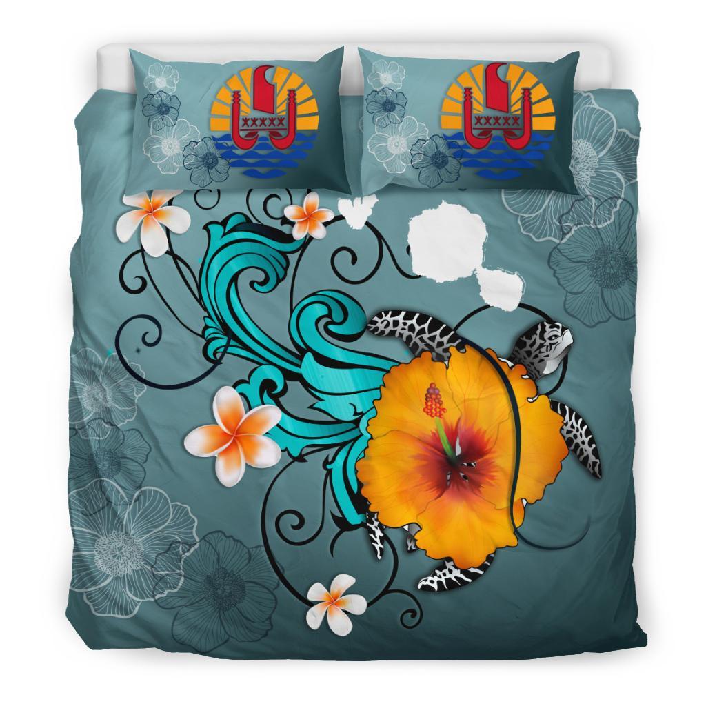 Tahiti Bedding Set - Map Turtle Hibiscus - Vibe Hoodie Shop