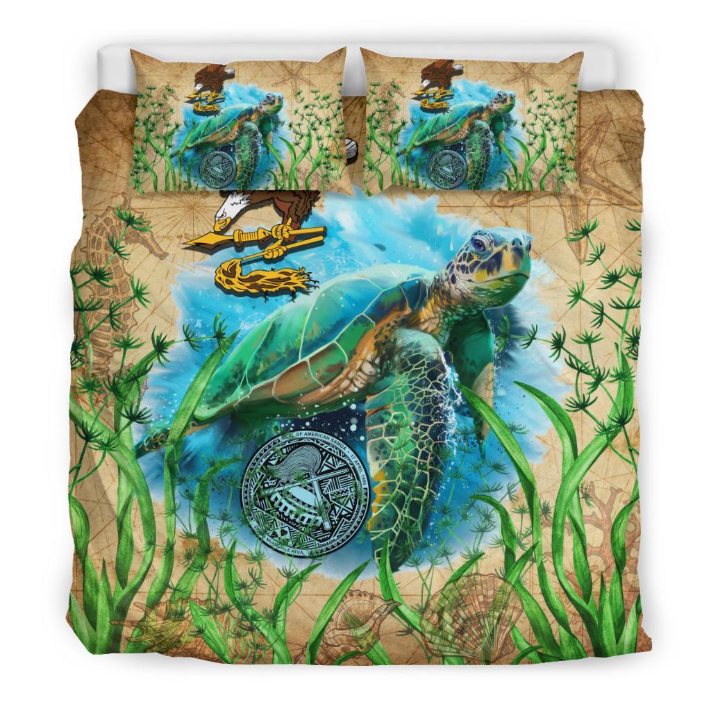 American Samoa Bedding Set Sea Turtle Vintage - Vibe Hoodie Shop