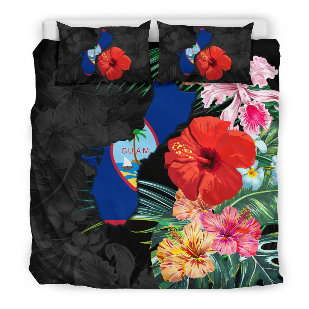 Guam Map - Hibiscus Bedding Set - Vibe Hoodie Shop