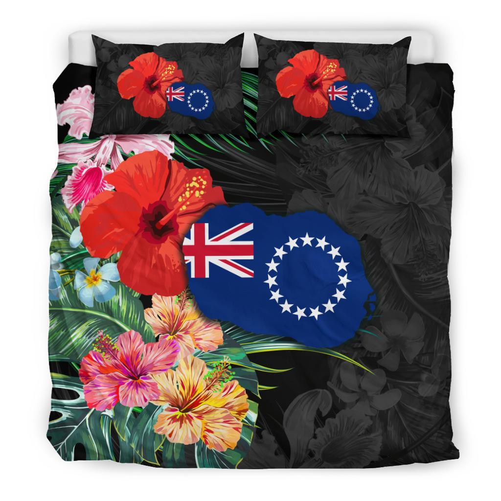 Cook Islands Map - Hibiscus Bedding Set - Vibe Hoodie Shop