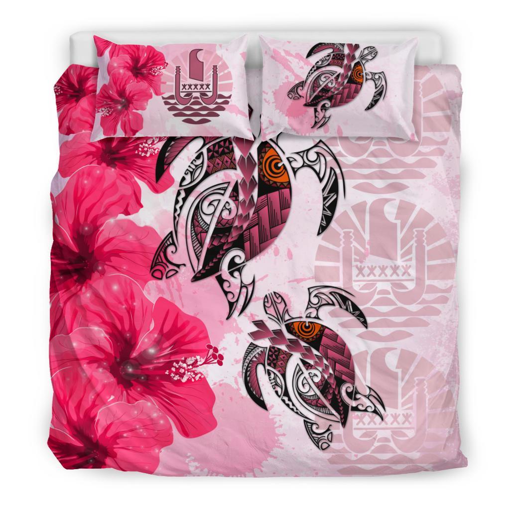 Tahiti Bedding Set - Polynesia Turtle Hibiscus Pink - Vibe Hoodie Shop