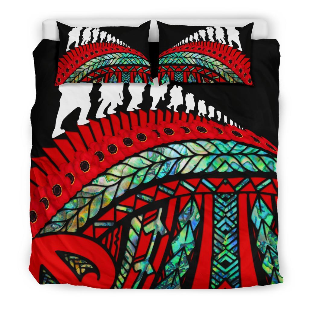 ANZAC New Zealand Bedding Set, Poppies Lest We Forget Maori Duvet Cover Soldiers Paua - Vibe Hoodie Shop