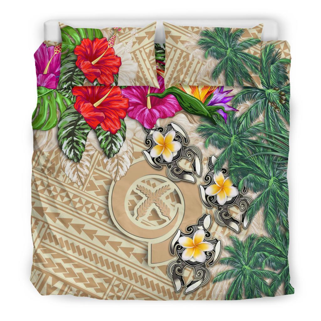 Vanuatu Bedding Set - Hibiscus Turtle Tattoo Beige - Vibe Hoodie Shop