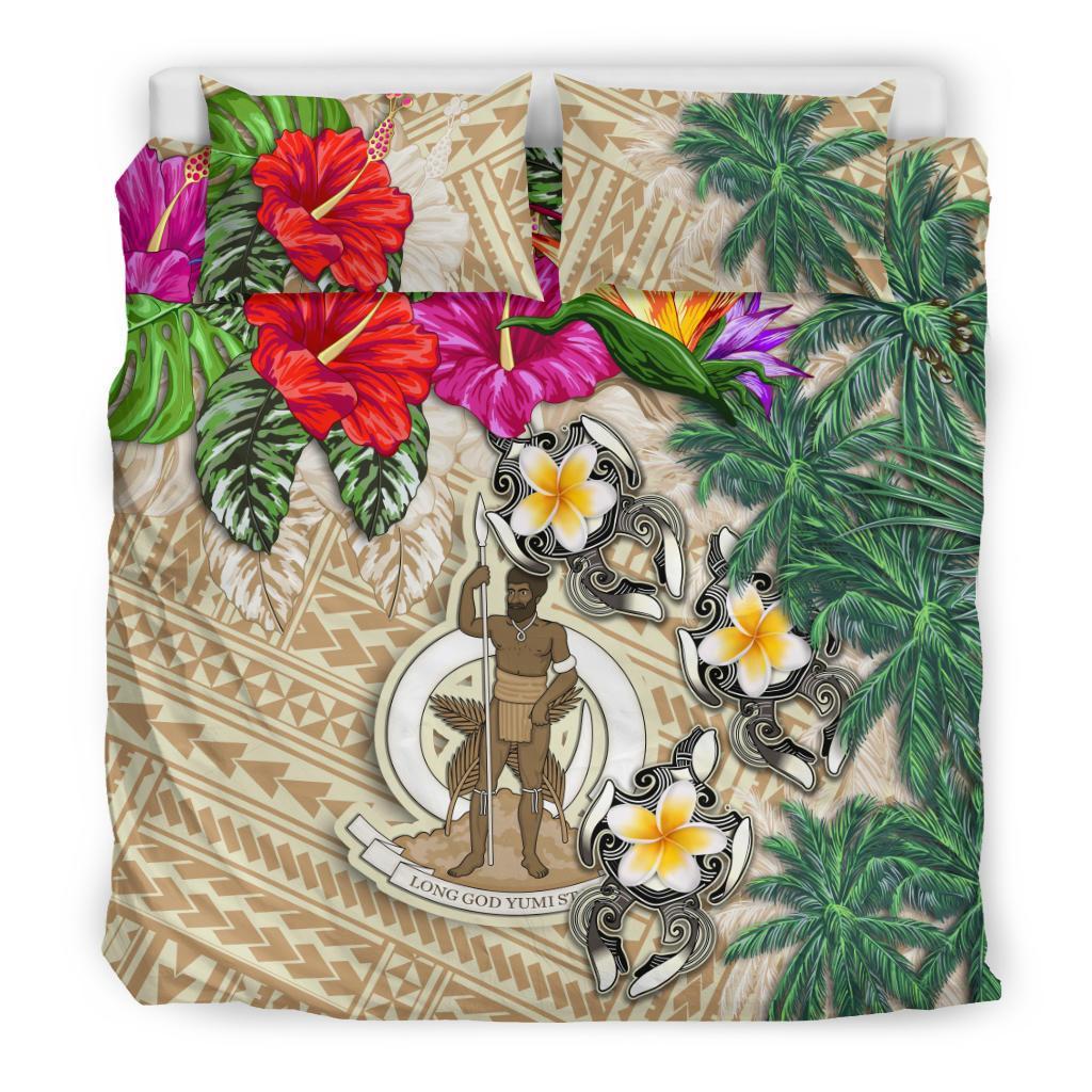 Vanuatu Bedding Set - Hibiscus Turtle Tattoo Beige - Vibe Hoodie Shop