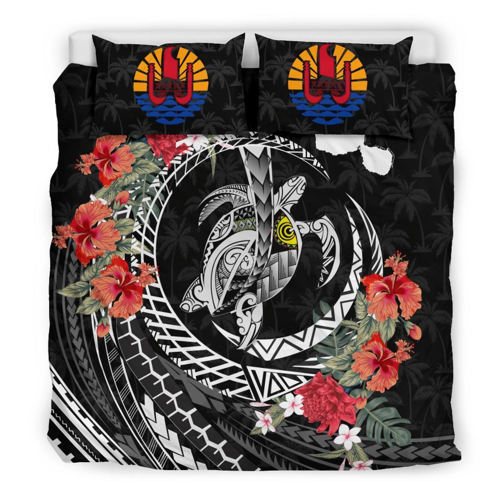 Tahiti Bedding Set - Polynesia Map Turtle Hibiscus - Vibe Hoodie Shop