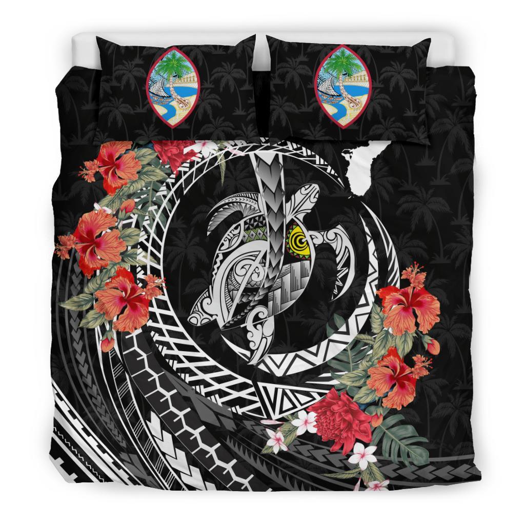 Guam Bedding Set - Polynesia Map Turtle Hibiscus - Vibe Hoodie Shop