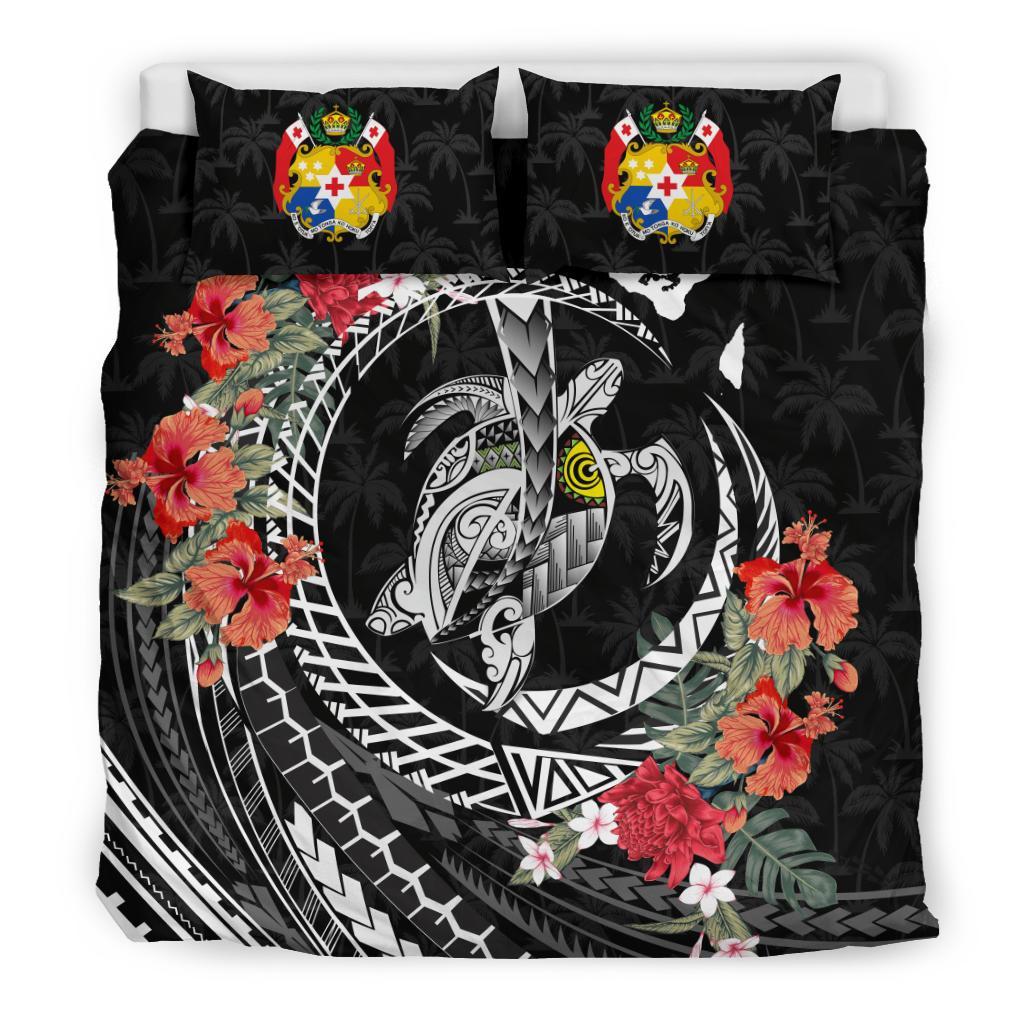 Tonga Bedding Set - Polynesia Map Turtle Hibiscus - Vibe Hoodie Shop