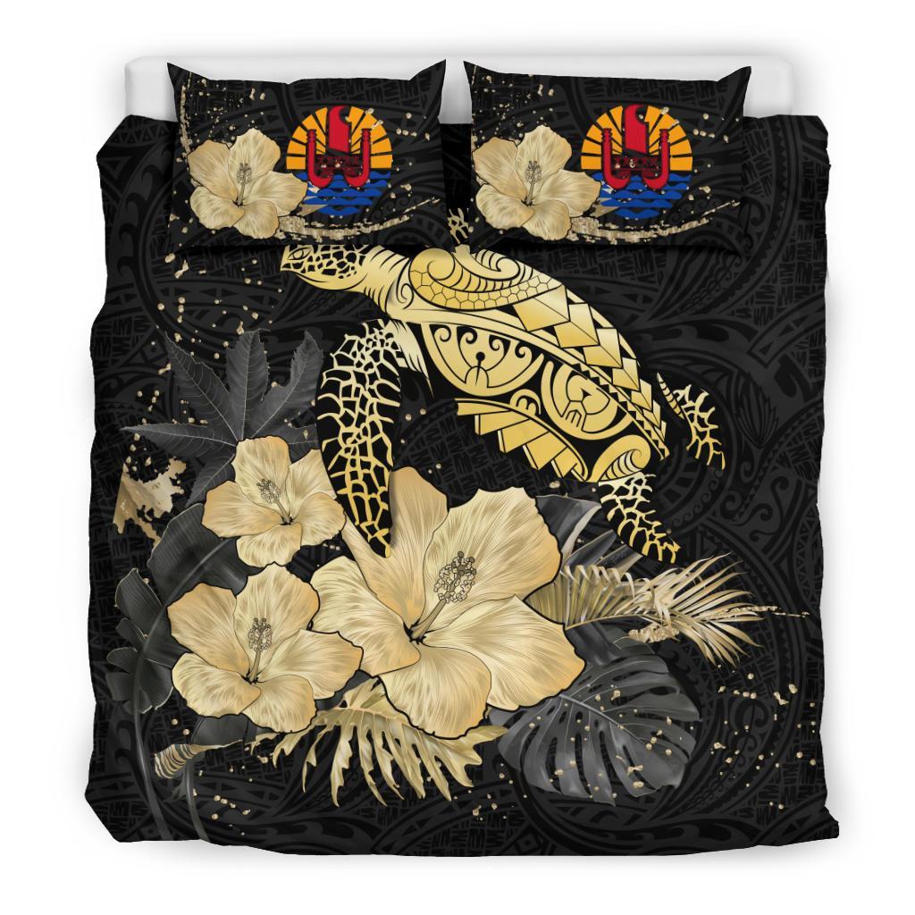 Tahiti Bedding Set - Turtle Hibiscus Gold Special - Vibe Hoodie Shop