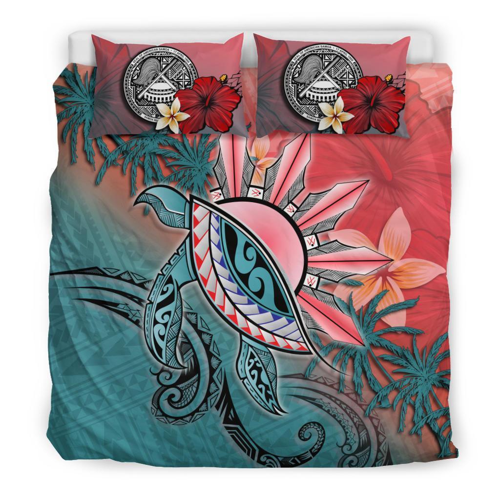 American Samoa Bedding Set - Polynesian Turtle and Sun - Vibe Hoodie Shop