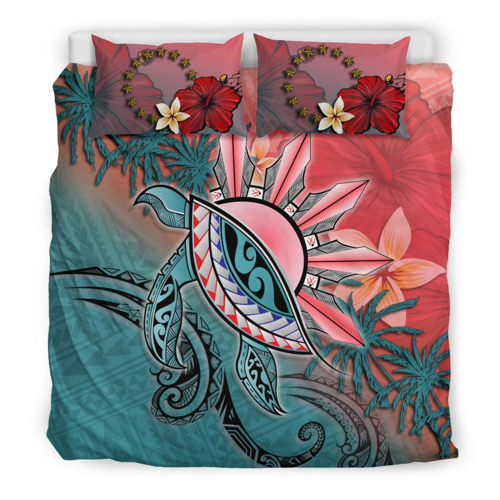 Cook Islands Bedding Set - Polynesian Turtle and Sun - Vibe Hoodie Shop