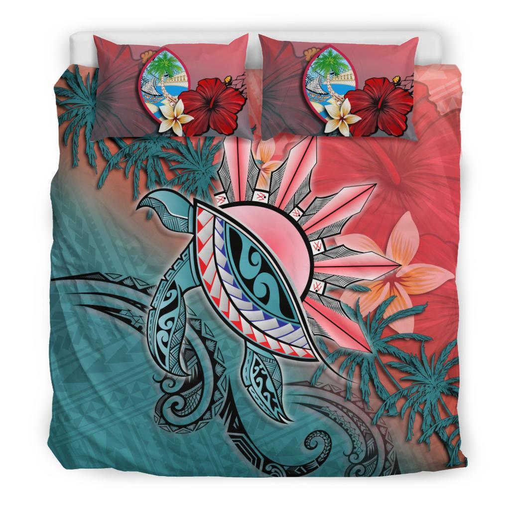 Guam Bedding Set - Polynesian Turtle and Sun - Vibe Hoodie Shop