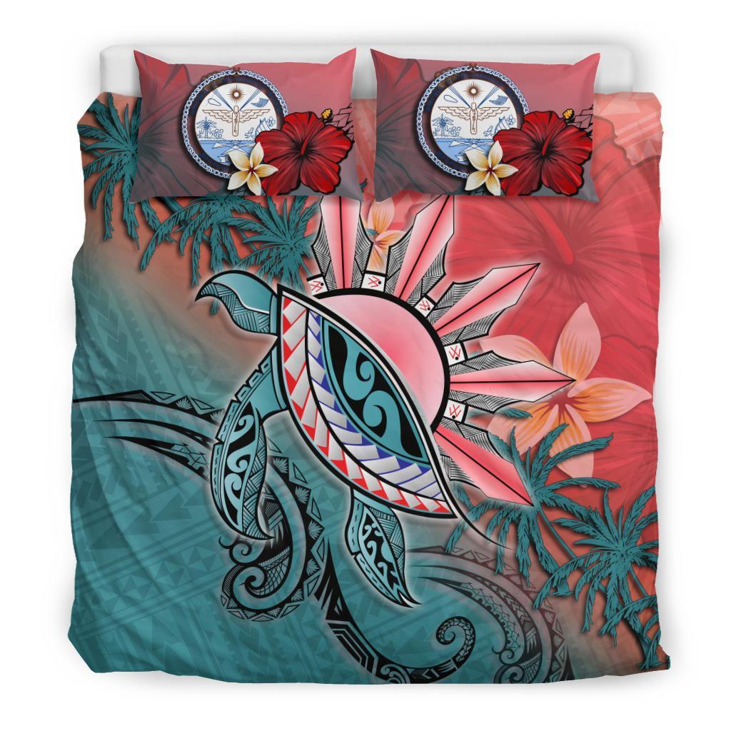 Marshall Islands Bedding Set - Polynesian Turtle and Sun - Vibe Hoodie Shop