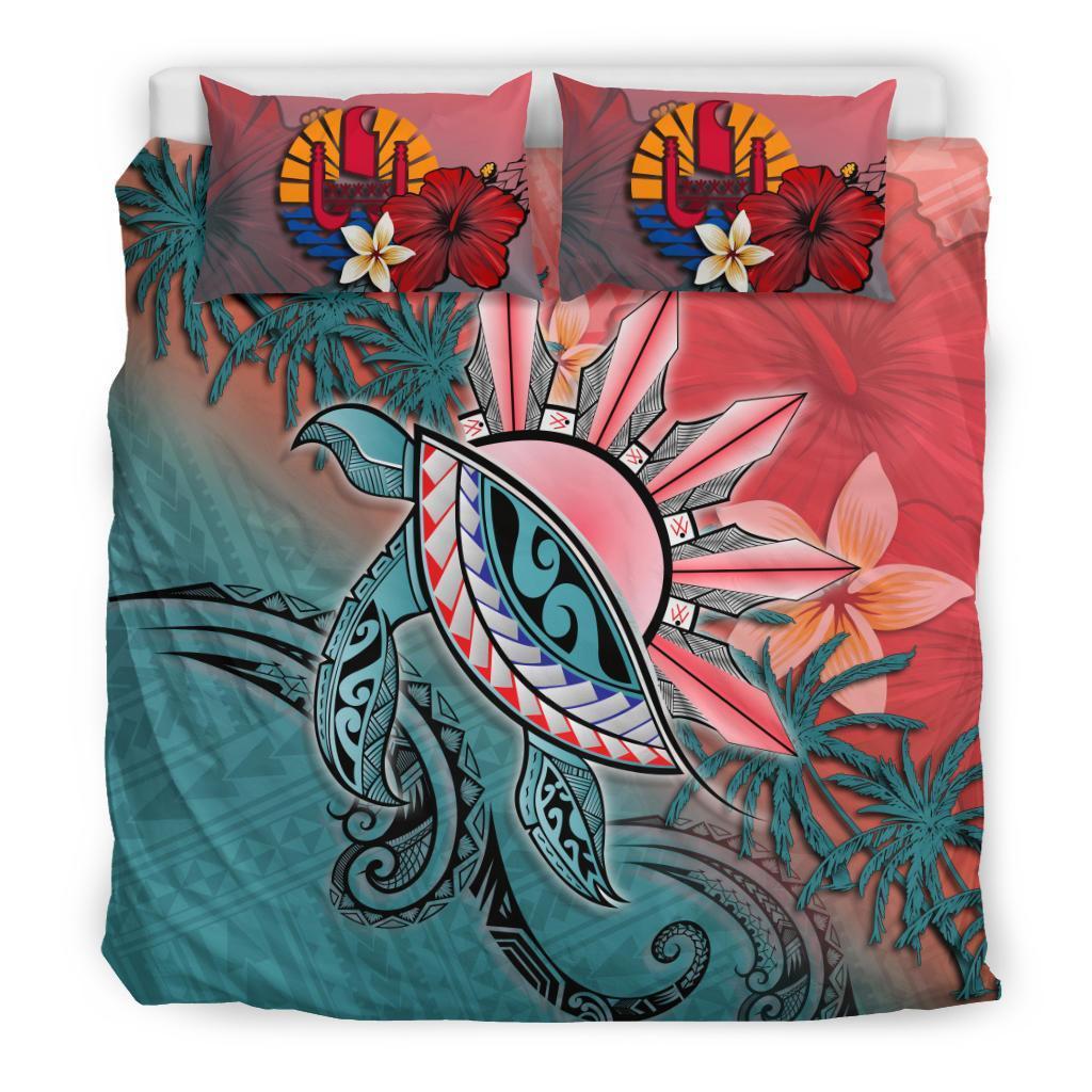 Tahiti Bedding Set - Polynesian Turtle and Sun - Vibe Hoodie Shop