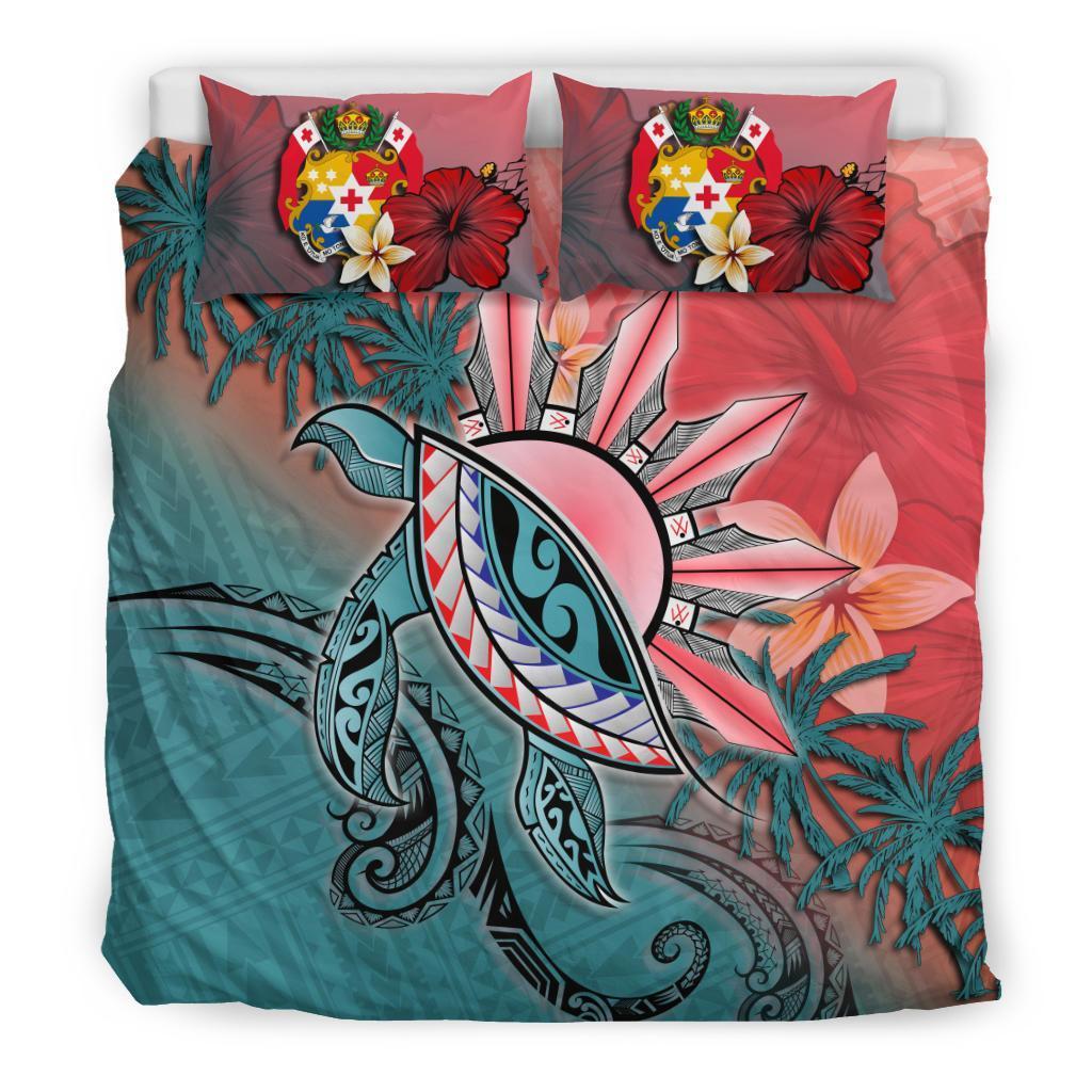 Tongan Bedding Set - Polynesian Turtle And Sun - Vibe Hoodie Shop