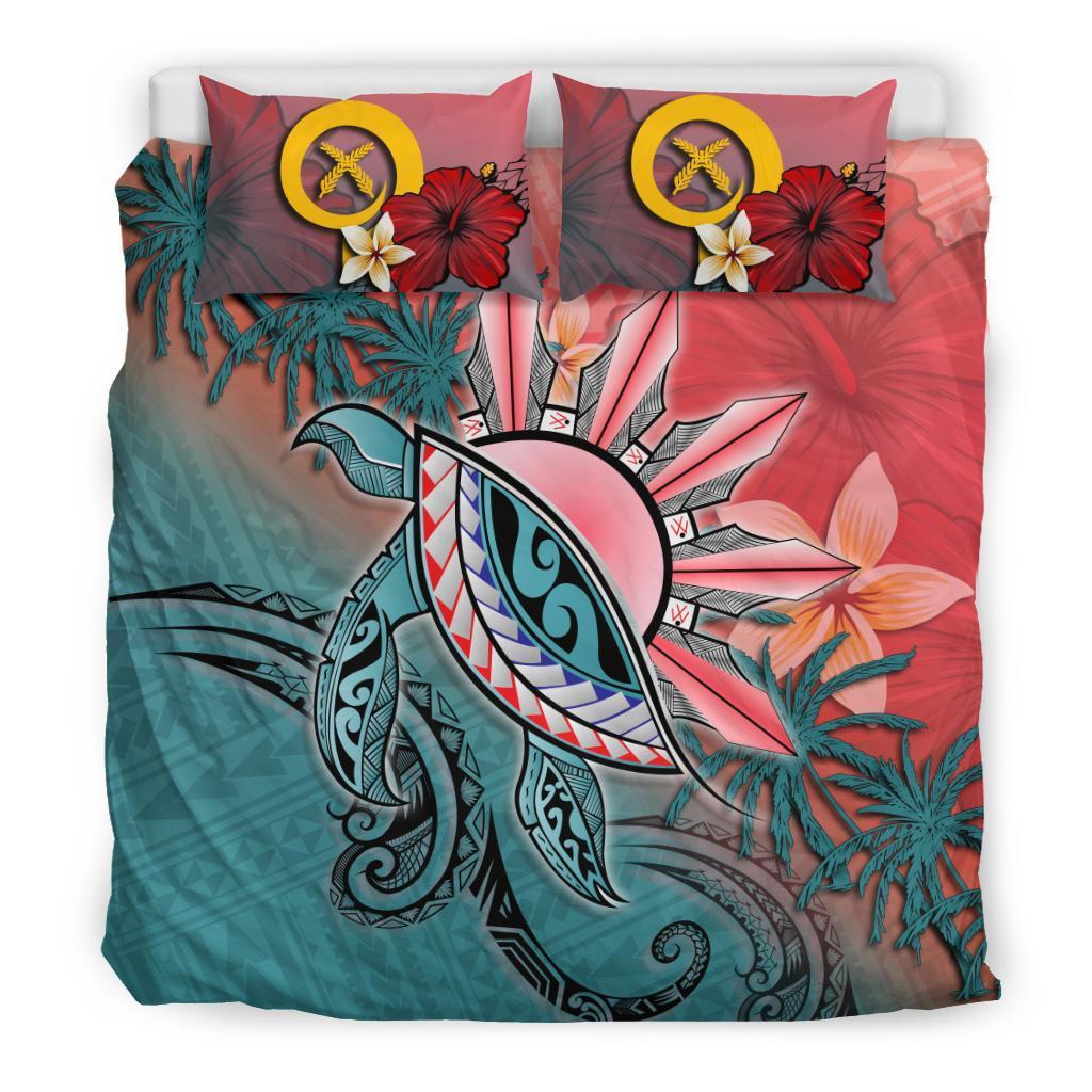 Vanuatu Bedding Set - Polynesian Turtle And Sun - Vibe Hoodie Shop