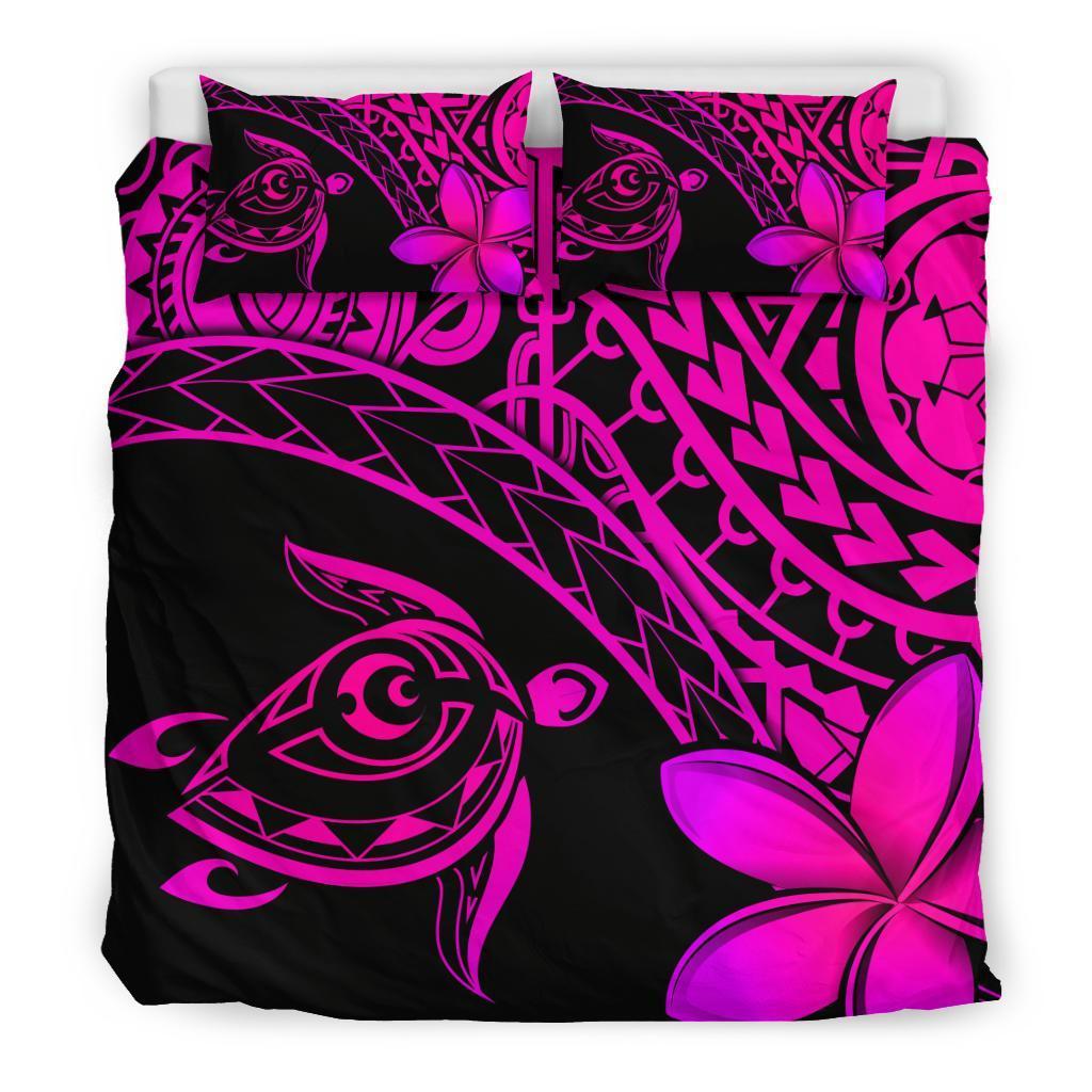 Tahiti Tribal Turtle Plumeria Bedding Set - Pink - Vibe Hoodie Shop