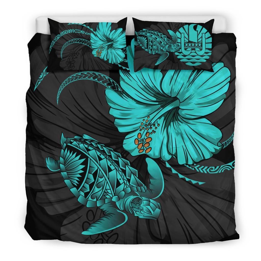 Tahiti Turtle Acacia Hibiscus Poly Bedding Set - Vibe Hoodie Shop