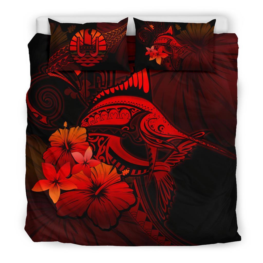 Tahiti Bedding Set - Red Marlin and Hibiscus - Vibe Hoodie Shop