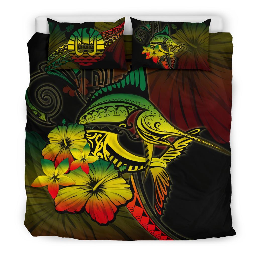 Tahiti Bedding Set - Reggae Marlin and Hibiscus - Vibe Hoodie Shop