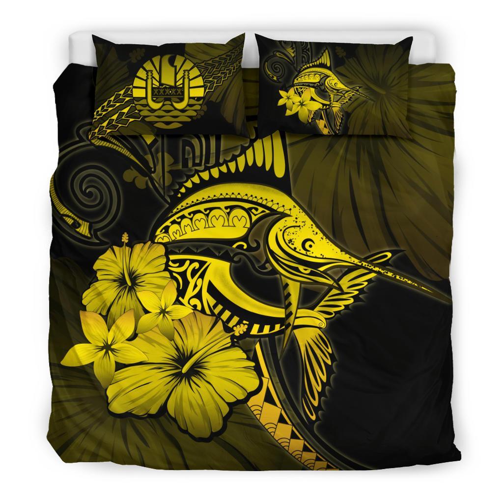 Tahiti Bedding Set - Yellow Marlin and Hibiscus - Vibe Hoodie Shop