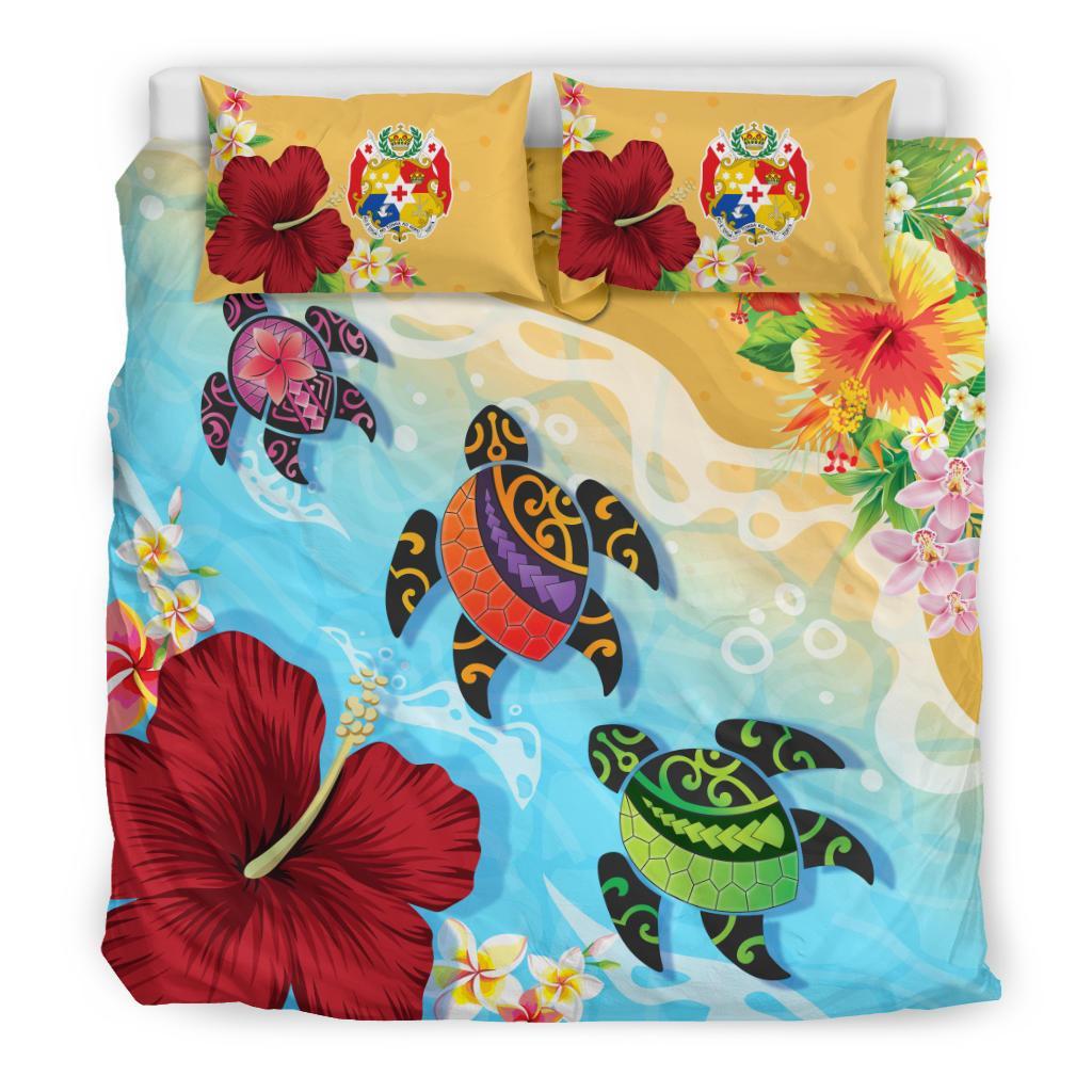 Tonga Duvet Covers - Turtle Polynesian Hibiscus - Vibe Hoodie Shop