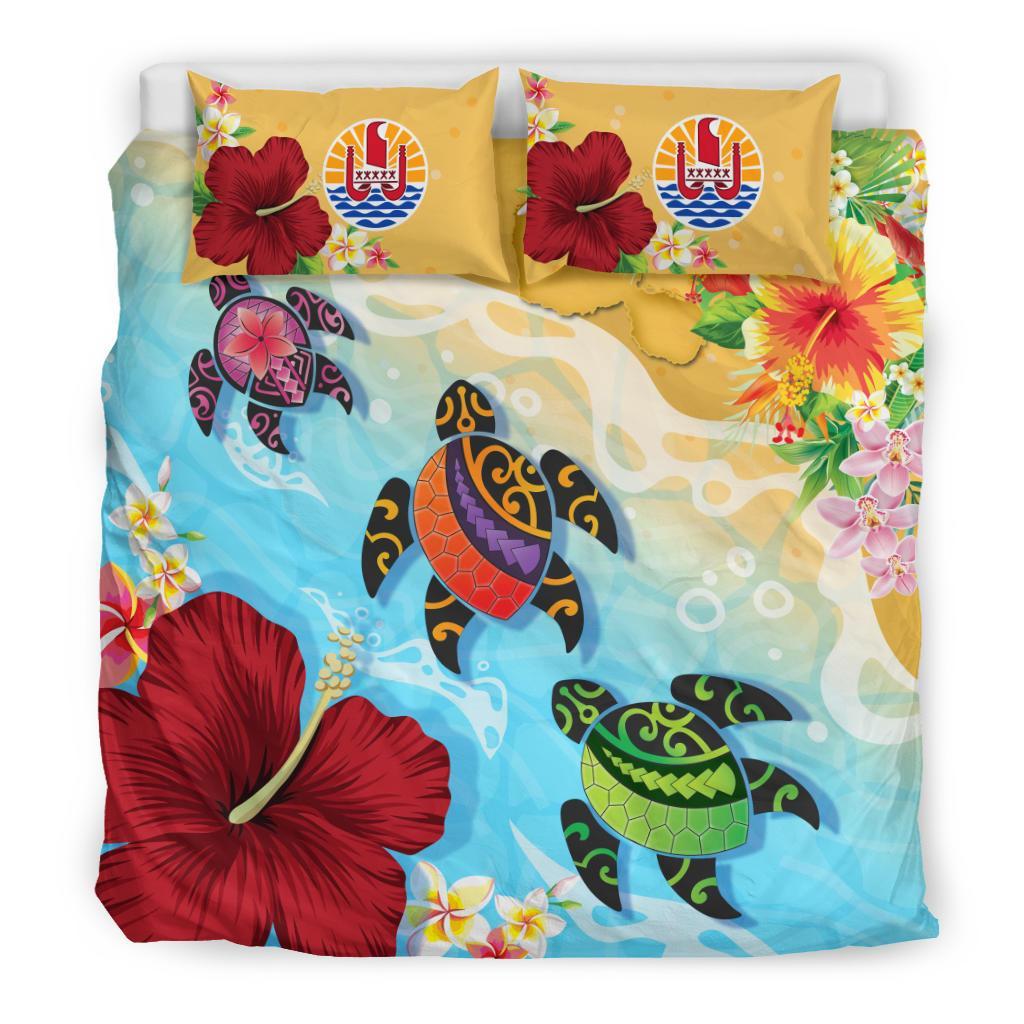 Tahiti Duvet Covers - Turtle Polynesian Hibiscus - Vibe Hoodie Shop