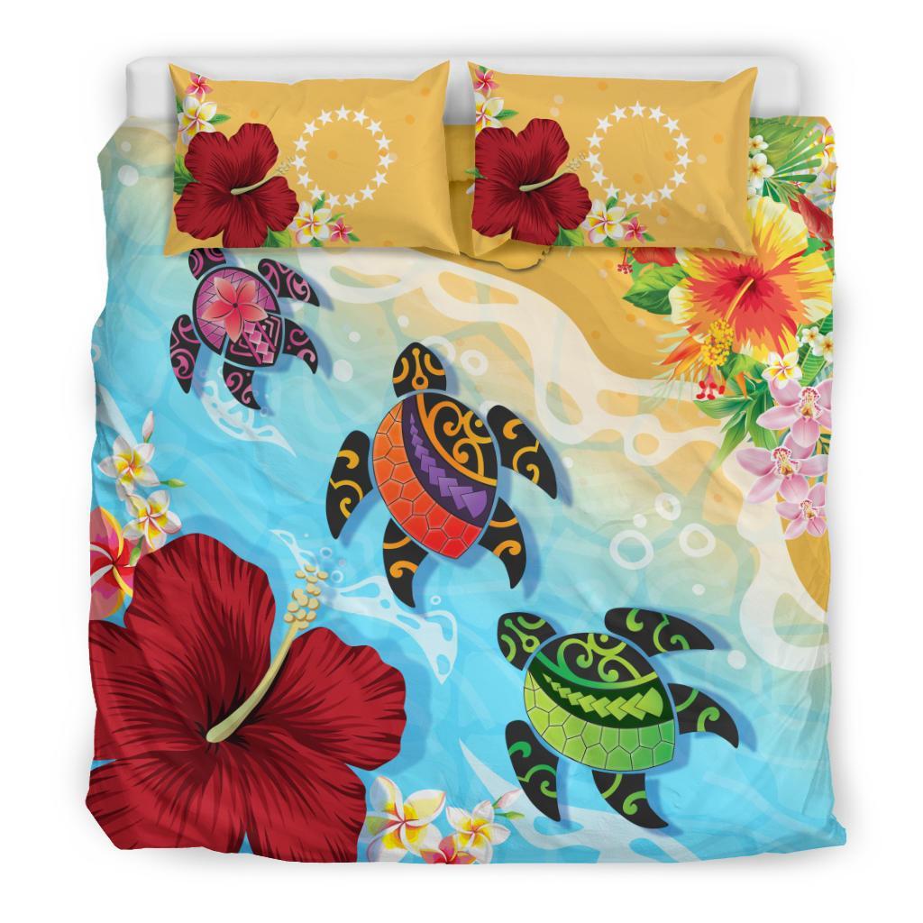 Cook Islands Bedding Set - Turtle Polynesian Hibiscus - Vibe Hoodie Shop